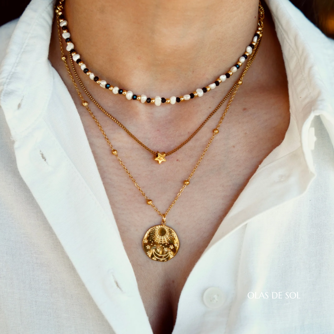 Collar Amanecer - acero inoxidable bañado en oro 18k