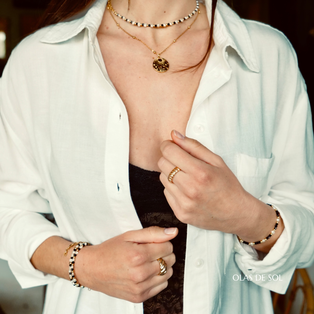 Collar Amanecer - acero inoxidable bañado en oro 18k