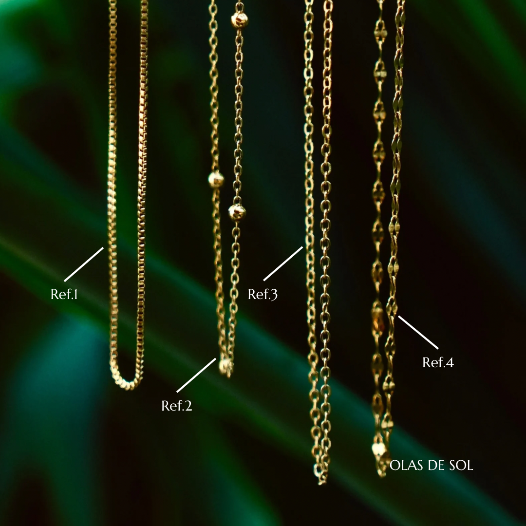 Collar Amazonita de mar - acero inoxidable bañado en oro 18k