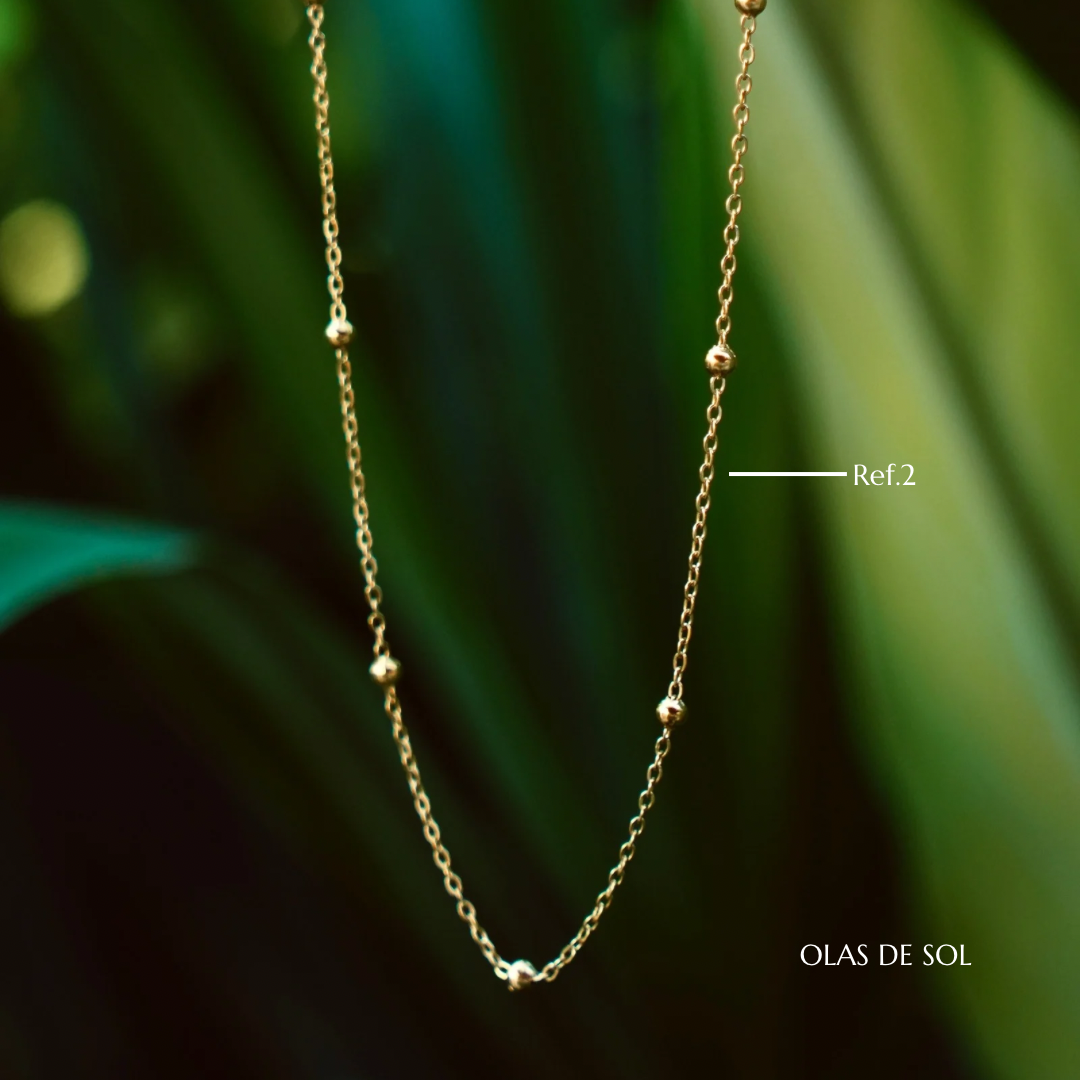 Collar Amazonita de mar - acero inoxidable bañado en oro 18k