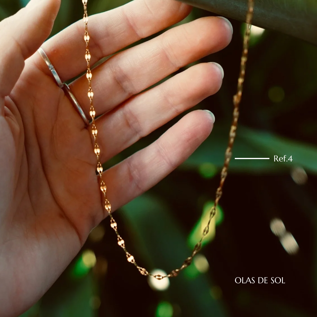 Collar Amazonita de mar - acero inoxidable bañado en oro 18k
