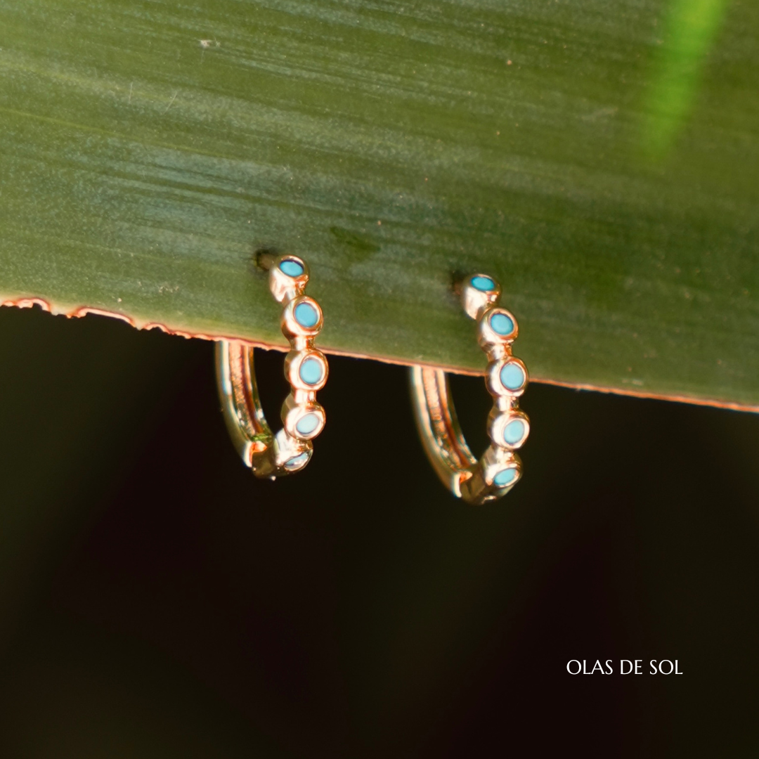 Pendientes Coral - acero inoxidable bañado en oro 18k