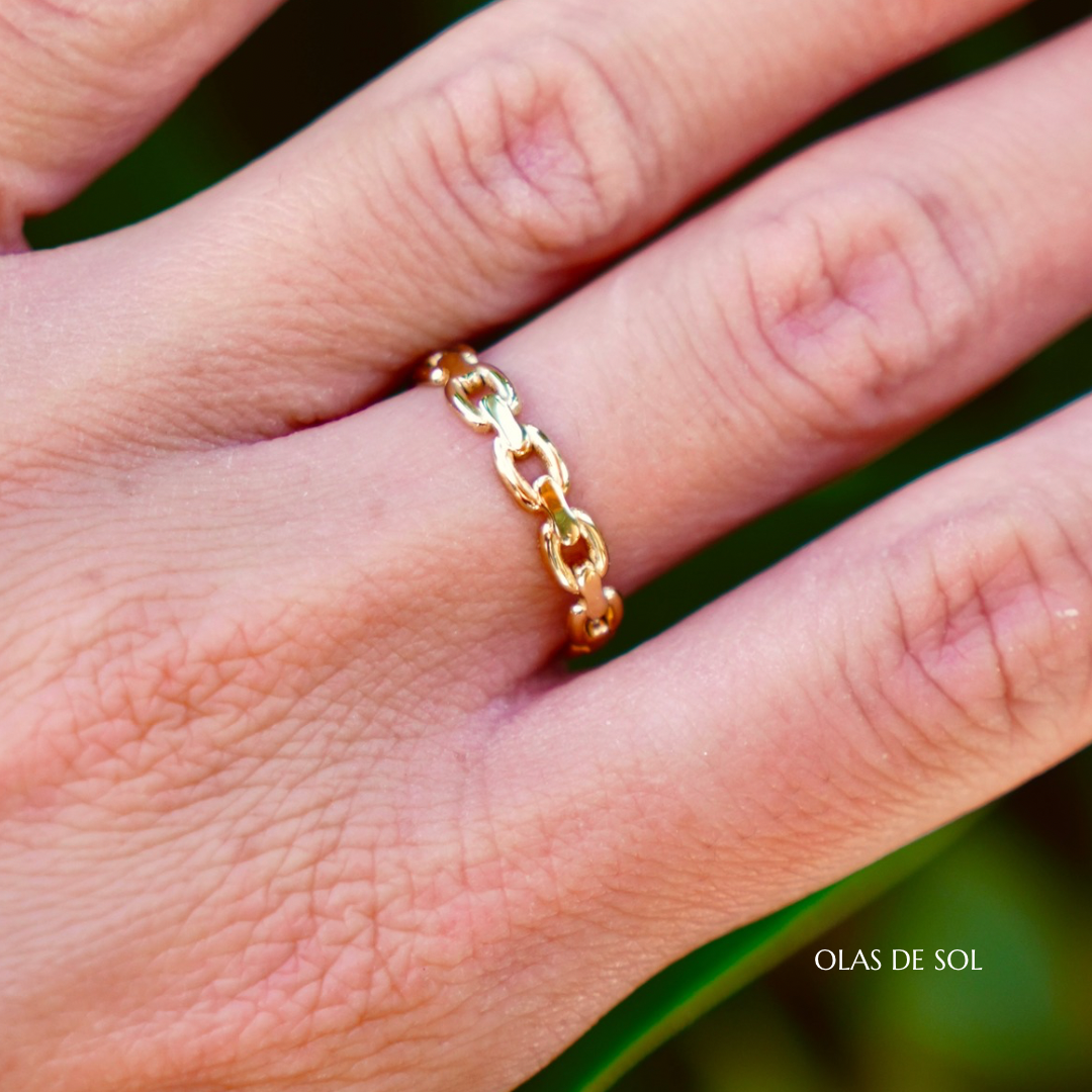 Anillo Chain - acero inoxidable bañado en oro 18k