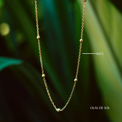 Collar Amazonita de mar - acero inoxidable bañado en oro 18k