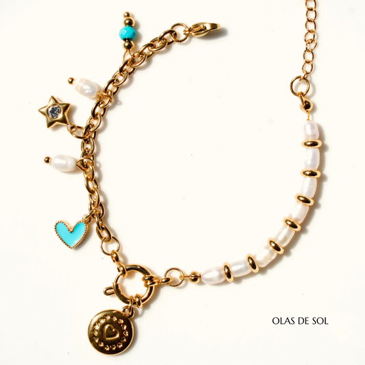 Pulsera Fresh charms - acero inoxidable bañado en oro 18k