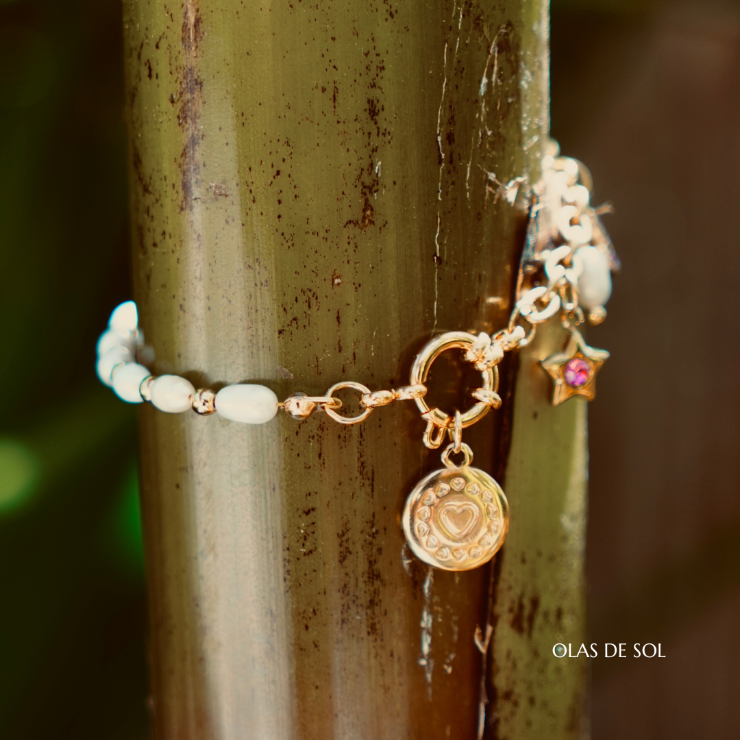 Pulsera Triple Stars - acero inoxidable bañado en oro 18k