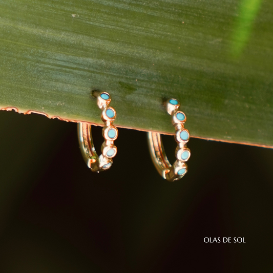 Pendientes Coral - acero inoxidable bañado en oro 18k
