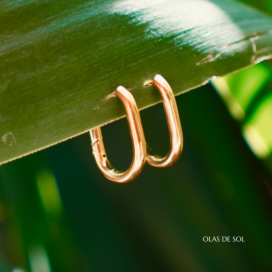 Pendientes aro ovalado - acero inoxidable bañado en oro 18k