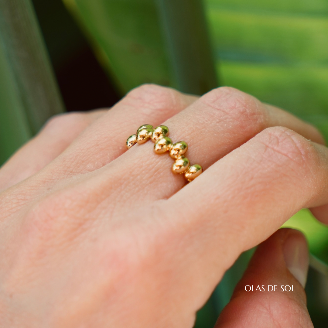 Anillo Bubble - acero inoxidable bañado en oro 18k