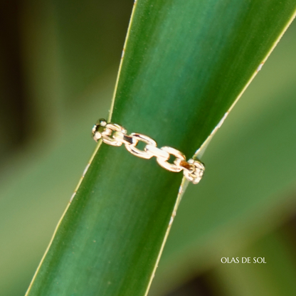 Anillo Chain - acero inoxidable bañado en oro 18k