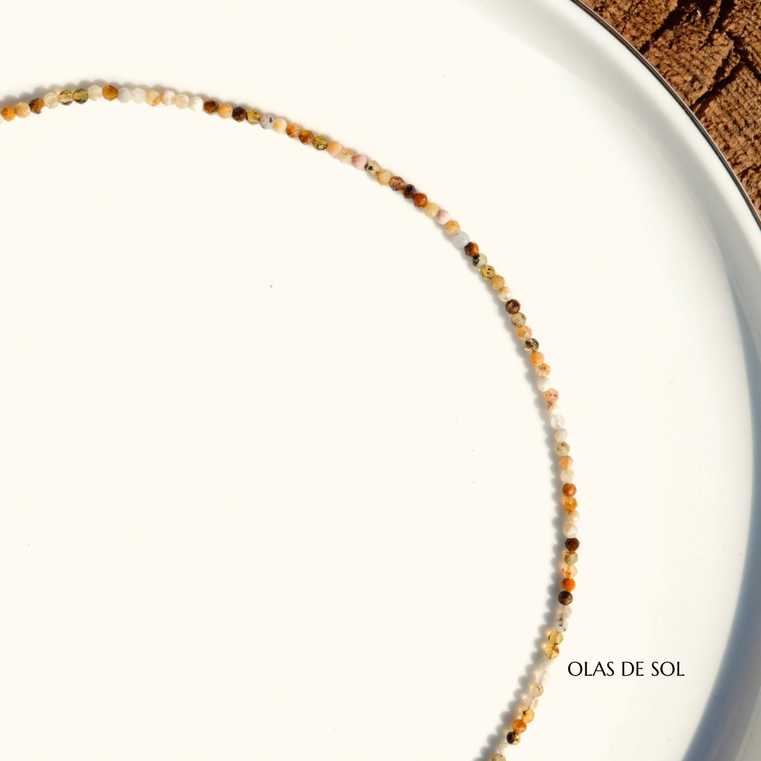 Collar Ojo de Tigre Amarillo - acero inoxidable bañado en oro 18k